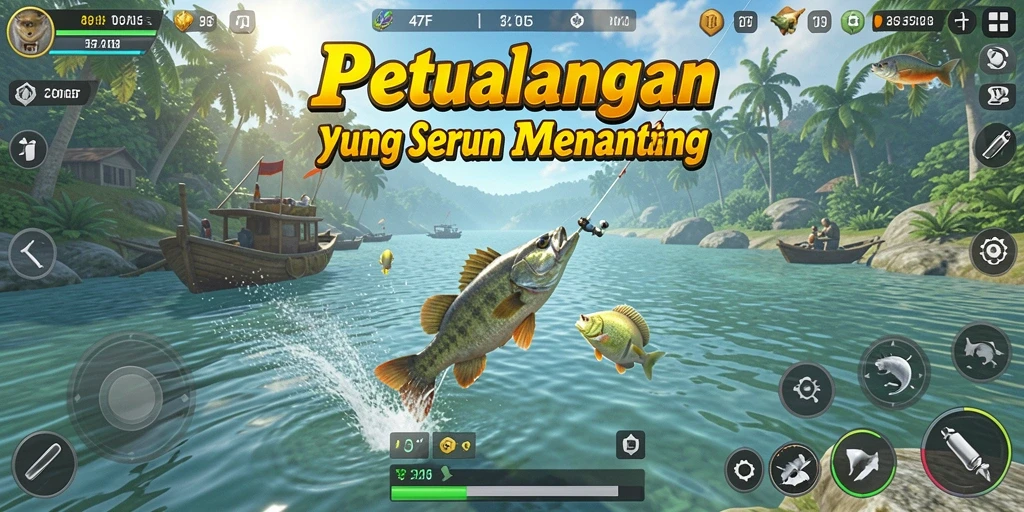 Tampilan gameplay <strong>47F</strong> yang menarik dengan ikan beragam dan suasana laut.