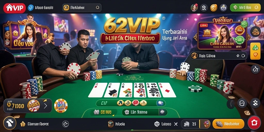 Tampilan gameplay Live Casino yang mendebarkan di 62VIP.