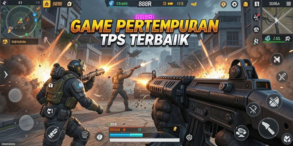 Screenshot 888R menampilkan aksi tembak-menembak yang intens.