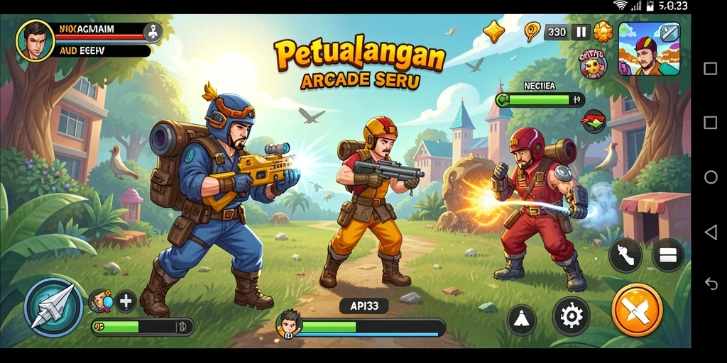 Screenshot API33 menampilkan aksi gameplay Arcade yang cepat dan menyenangkan.