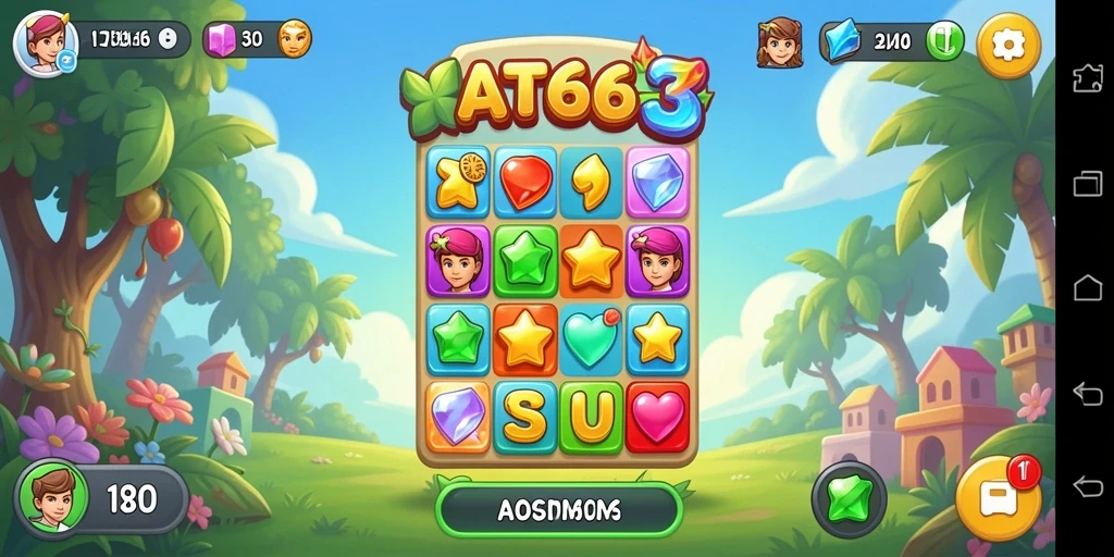 Tangkapan layar utama AT866 yang menunjukkan aksi seru gameplay Match-3.