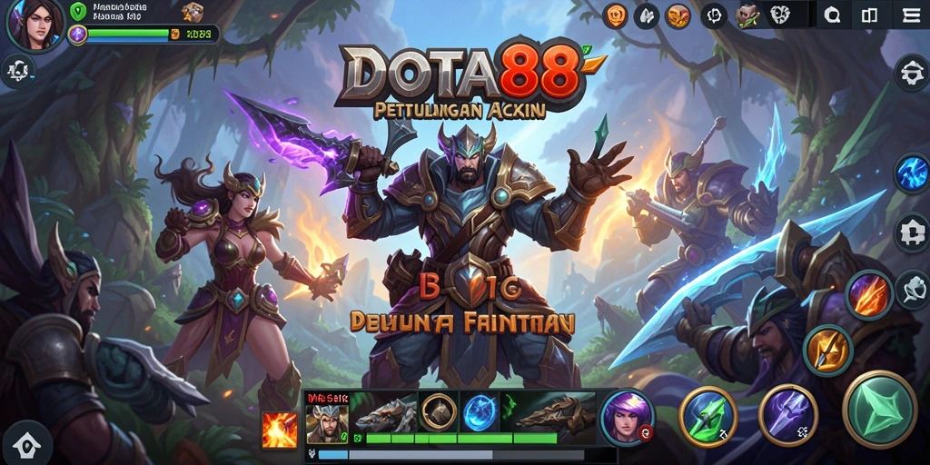 Screenshot gameplay DOTA88 menampilkan aksi pertempuran yang epik.