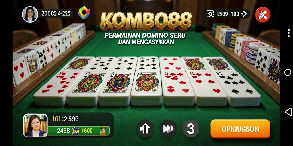 Screenshot gameplay KOMBO88 menampilkan aksi domino yang seru.
