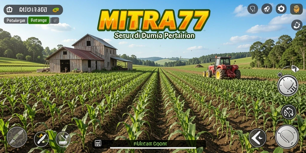 Tangkapan layar gameplay MITRA77 menunjukkan petualangan seru bertani di ladang yang subur.