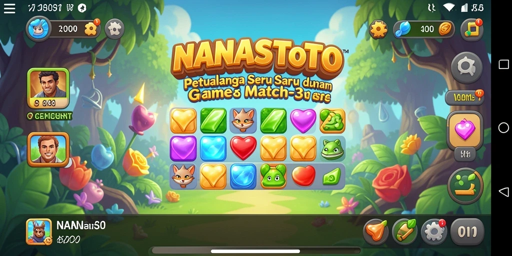 Tangkapan layar NANASTOTO yang menunjukkan aksi seru dalam permainan Match-3.