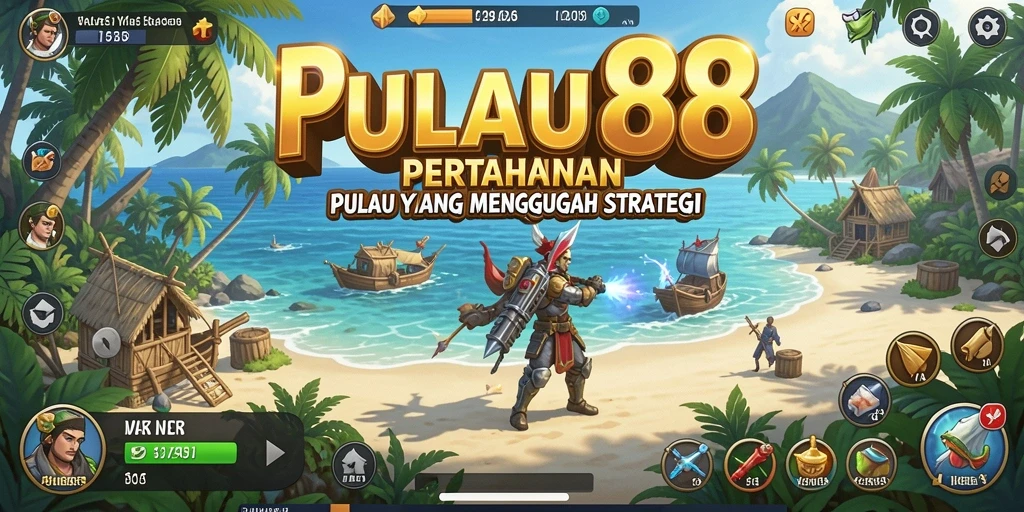 Screenshot gameplay menegangkan dari PULAU88 dalam mode Tower Defense.