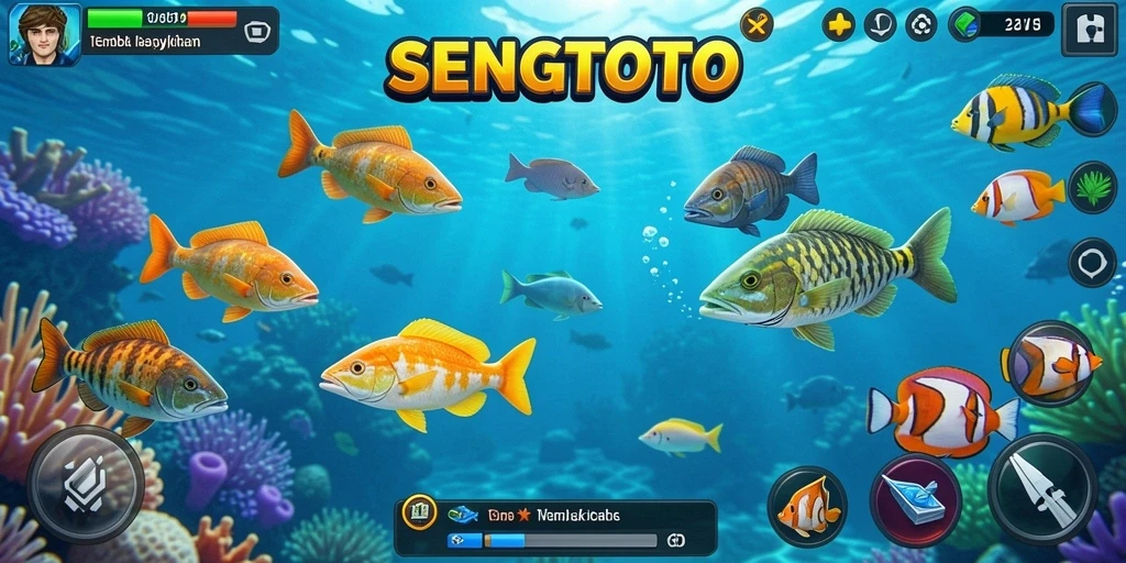 Tampilan screenshot utama SENGTOTO yang menunjukkan gameplay Tembak Ikan yang seru.