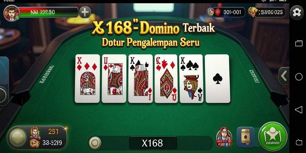 Screenshot gameplay X168 yang menampilkan suasana seru permainan Domino.